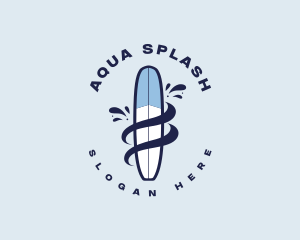 Surfboard Splash Wave logo design