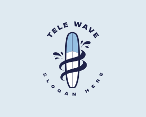 Surfboard Splash Wave logo design