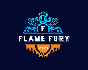 Flaming Temperature Snowflake logo design