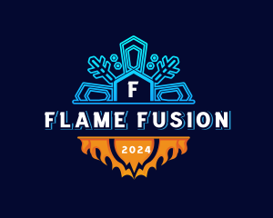 Flaming Temperature Snowflake logo design