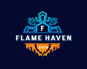 Flaming Temperature Snowflake logo design