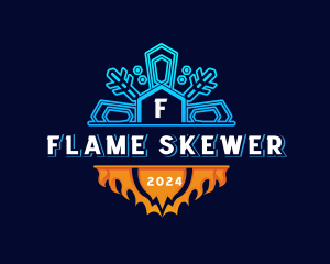 Flaming Temperature Snowflake logo design