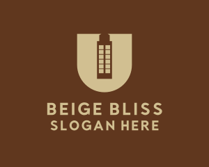 Beige Building Letter U logo