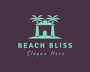 Palm Tree Beach Hut  logo design