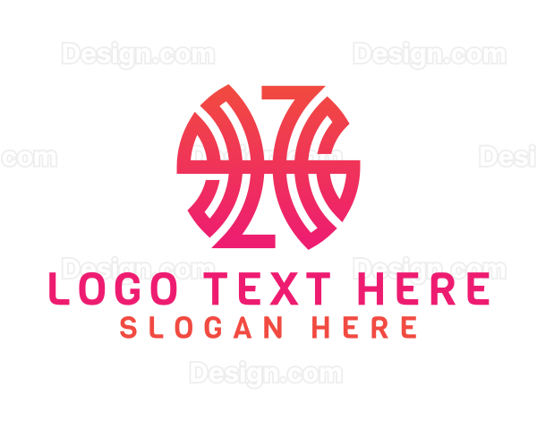 Modern Pink Letter H Outline Logo