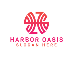 Modern Pink Letter H Outline logo design