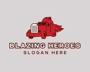 Red Blazing Trucker logo design