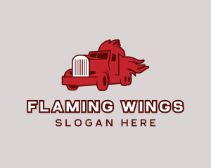 Red Blazing Trucker logo design