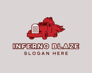 Red Blazing Trucker logo design