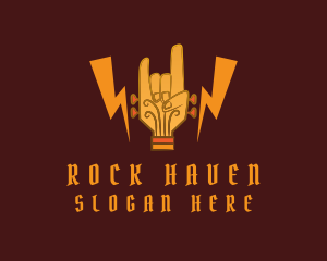 Rock Guitar Hand logo design