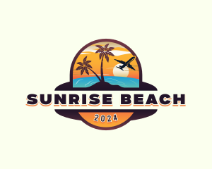 Beach Travel Plane logo design