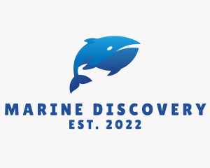 Blue Marine Whale logo design