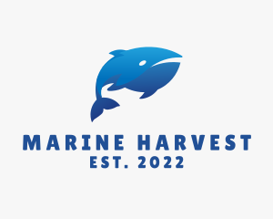 Blue Marine Whale logo design