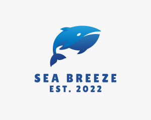 Blue Marine Whale logo design