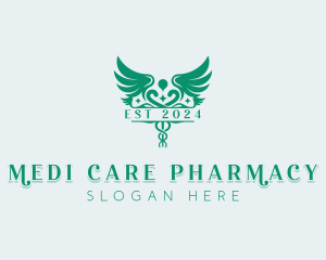 Caduceus Wings Pharmacy logo design