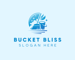 Cleaning Broom Bucket logo design