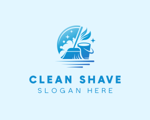 Cleaning Broom Bucket logo design