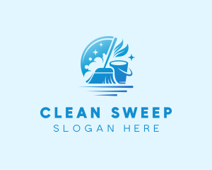 Cleaning Broom Bucket logo design