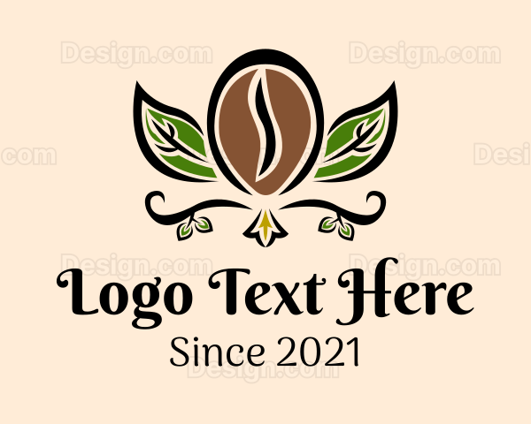 Organic Coffee Bean Leaf Logo