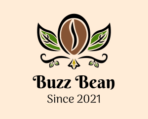 Organic Coffee Bean Leaf logo design