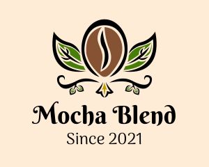 Organic Coffee Bean Leaf logo design