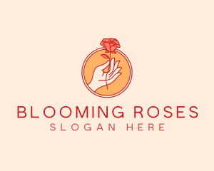 Rose Flower Hand logo design