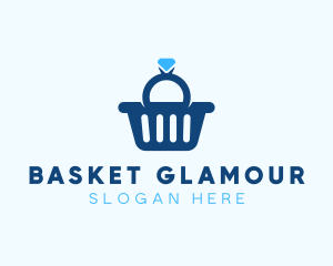 Diamond Ring Shopping Basket logo design