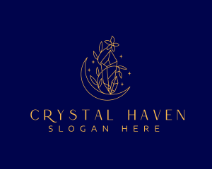 Moon Flower Crystal logo design