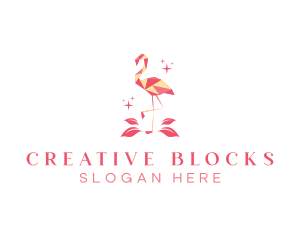 Geometric Bird Flamingo logo design