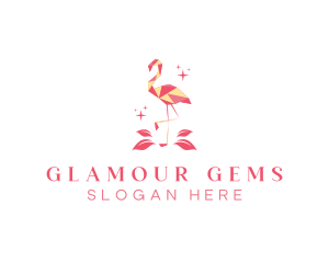 Geometric Bird Flamingo logo design