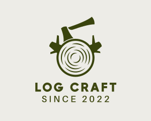 Wood Log Lumberjack logo design