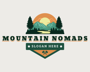 Outdoor Mountain River logo design