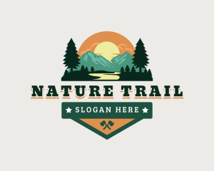 Outdoor Mountain River logo design