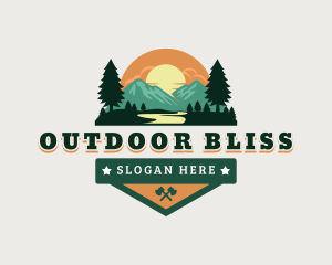 Outdoor Mountain River logo design