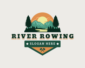 Outdoor Mountain River logo design