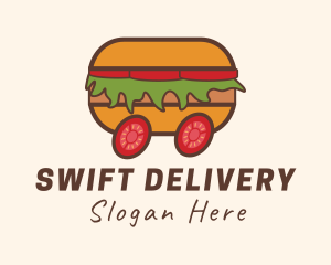 Hamburger Delivery Cart logo design