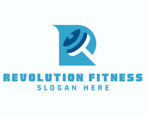 Barbell Fitness Letter R logo design