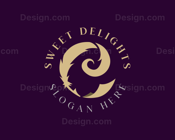 Elegant Feather Pen Paper Logo