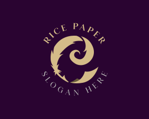 Elegant Feather Pen Paper logo design