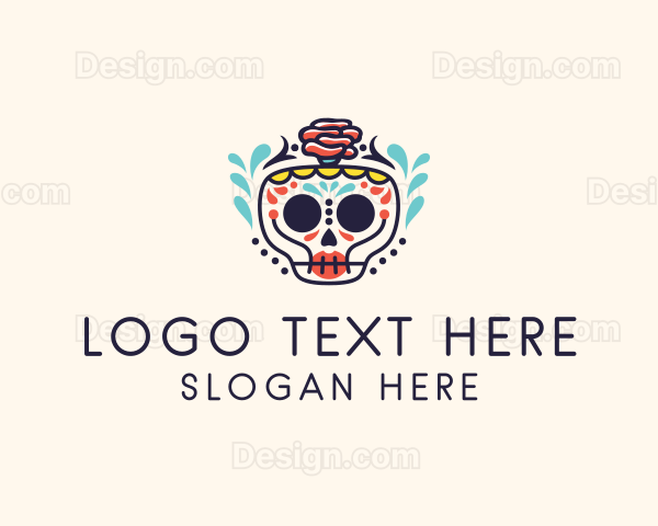 Decorative Skull Flower Logo