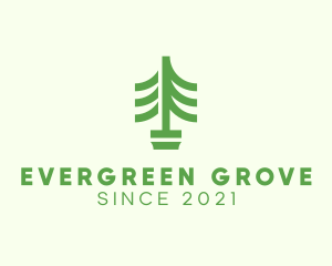 Green Pine Tree Plant logo design