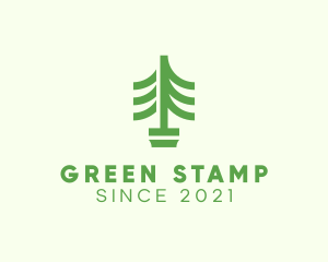 Green Pine Tree Plant logo design