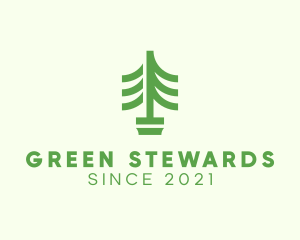 Green Pine Tree Plant logo design