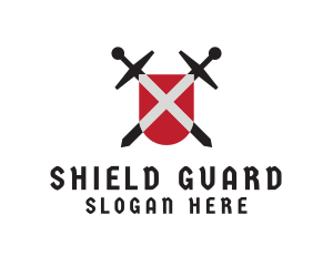 Crossed Swords Shield logo design