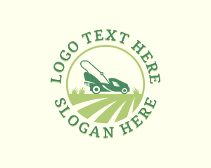 Grass Cutting Lawn Mower Logo