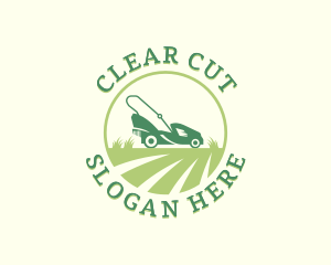 Grass Cutting Lawn Mower logo design