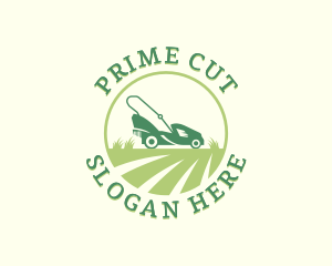 Grass Cutting Lawn Mower logo design