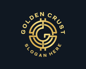 Golden Digital Currency Letter G logo design