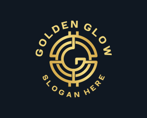 Golden Digital Currency Letter G logo design