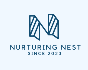 Blue Stripe Letter N logo design